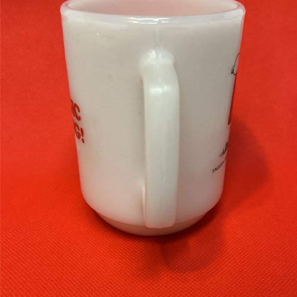 Snoppy Fire King 1958 Coffee Mug I Think I'm Allergic To Mornings Peanuts Schulz - Picture 3 of 8